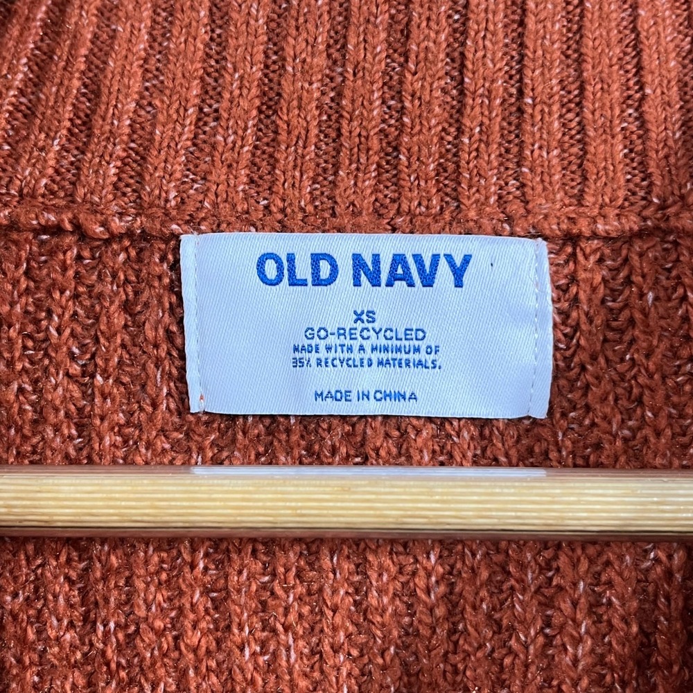 Old Navy Granola Boho Orange Shaker Stitch 1/4 Zip Pullover Sweater Womens XS - Picture 4 of 7
